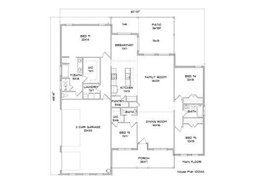 Floor plan diagram of a house layout with labeled rooms on a white background