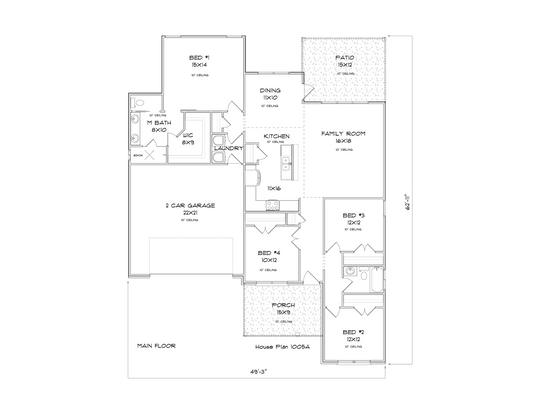 Floor plan diagram of a house layout with labeled rooms on a white background