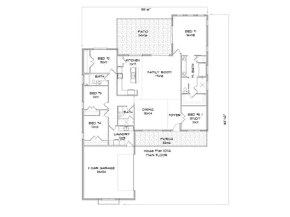 Floor plan diagram of a house layout with rooms labeled