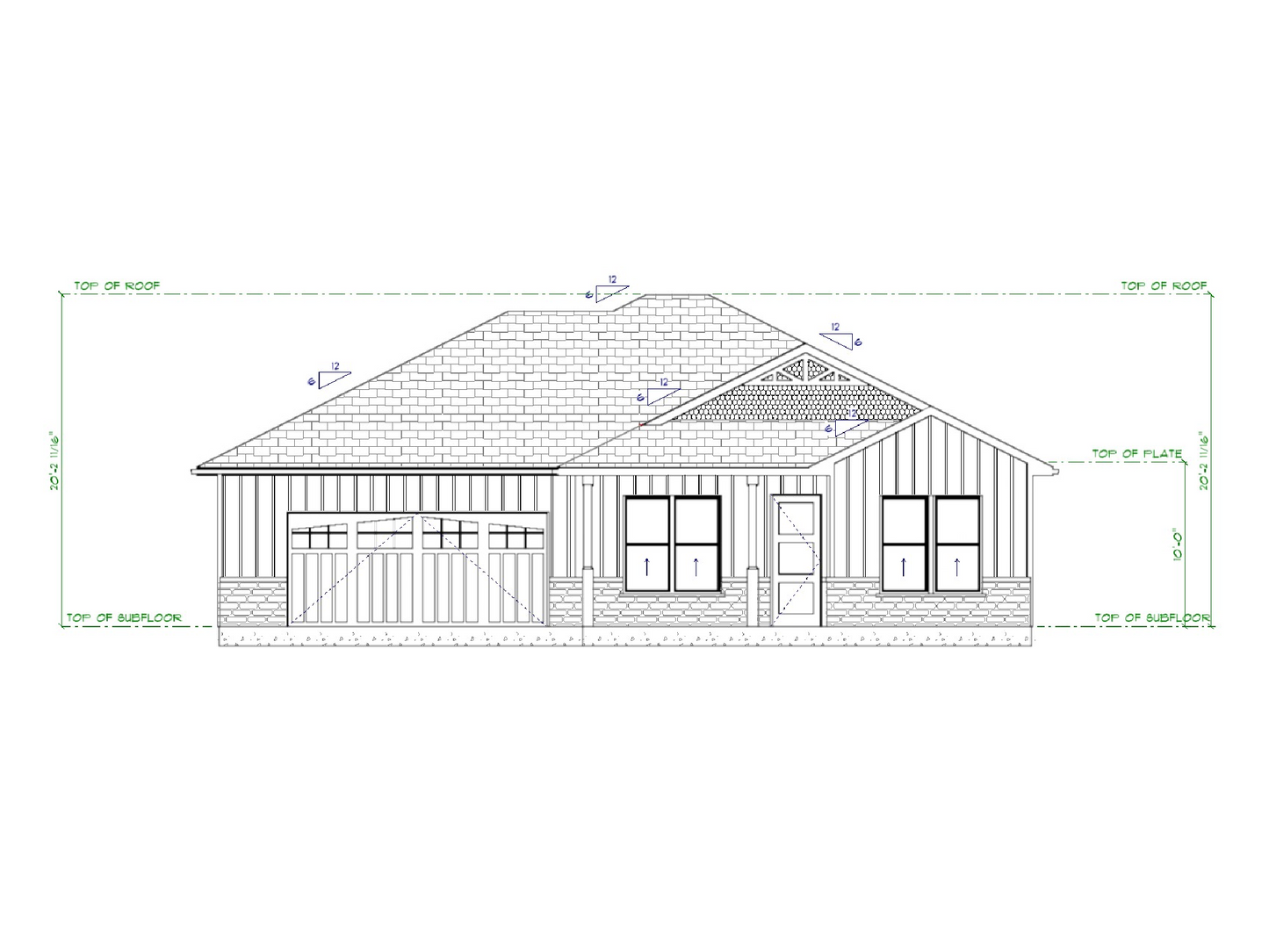 Blueprint of a house with dimensions and details on a white background